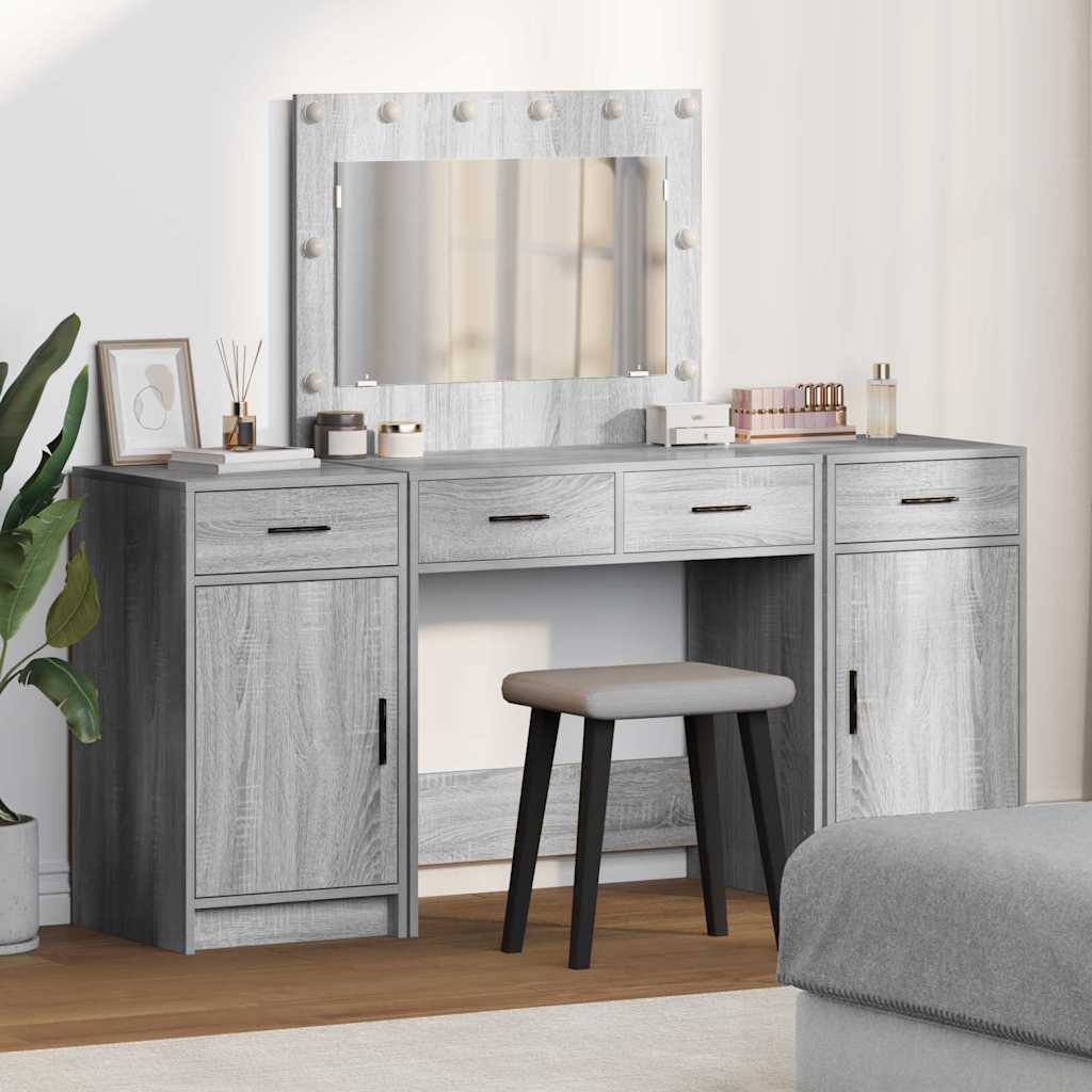 vidaXL Mesa Tocador 3 uds. Gris 78,5 x 41 x 135 cm