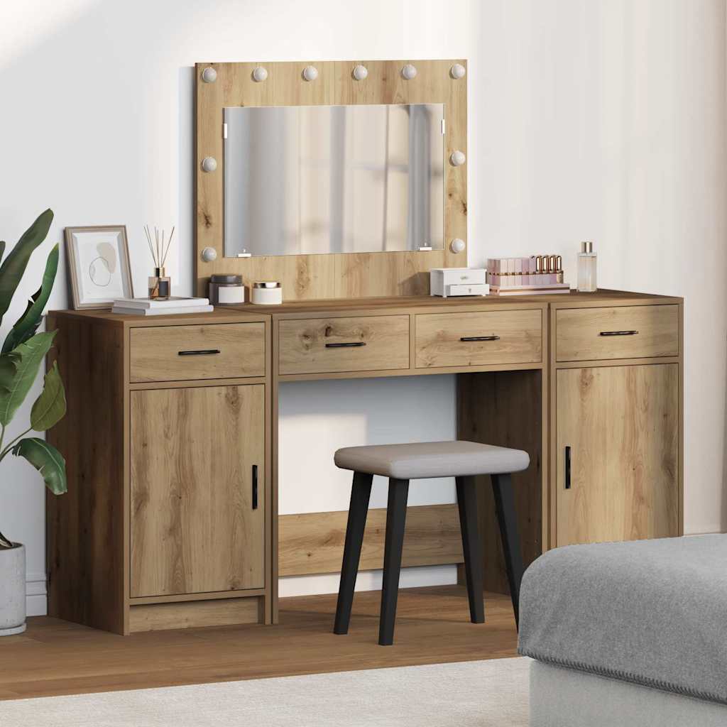 vidaXL Mesa Tocador 3 uds. Marrón 78,5 x 41 x 135 cm