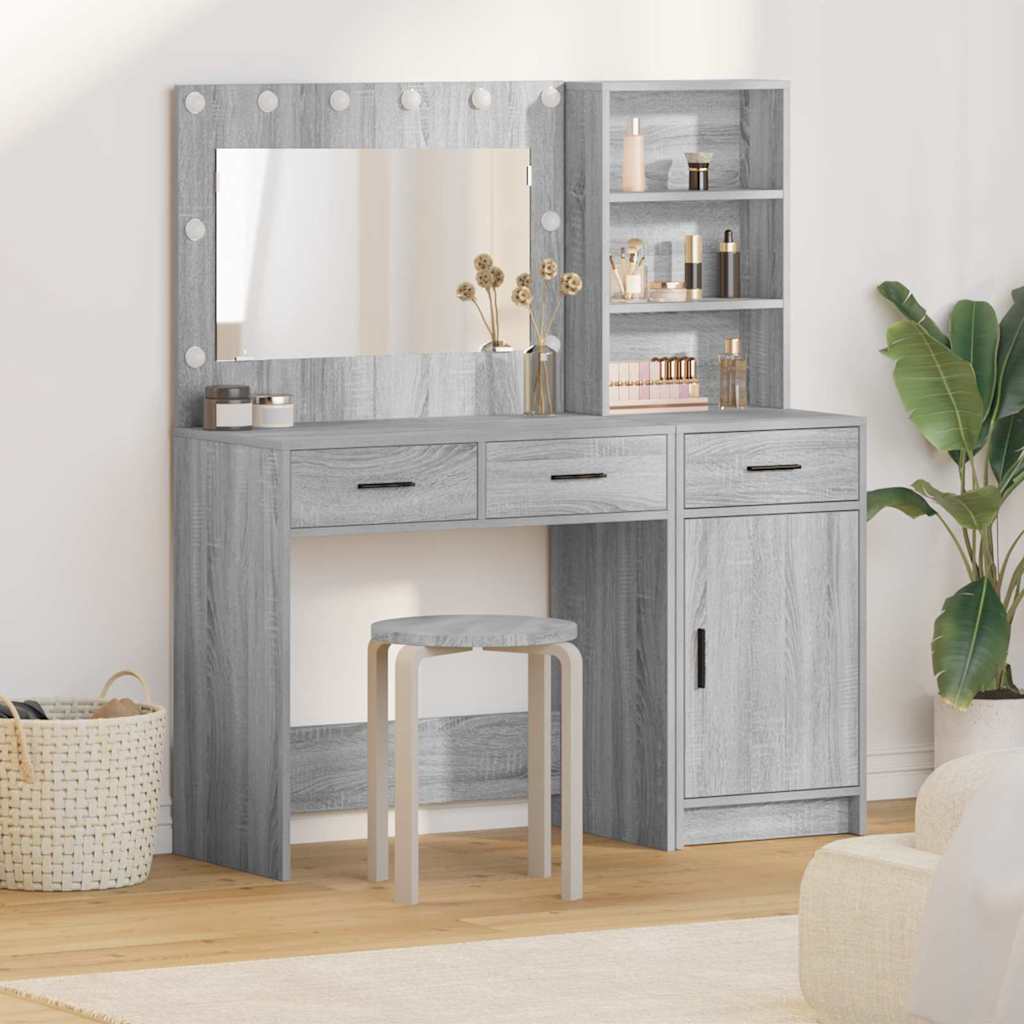 vidaXL Mesa Tocador 2 uds. Gris 78,5 x 41 x 135 cm