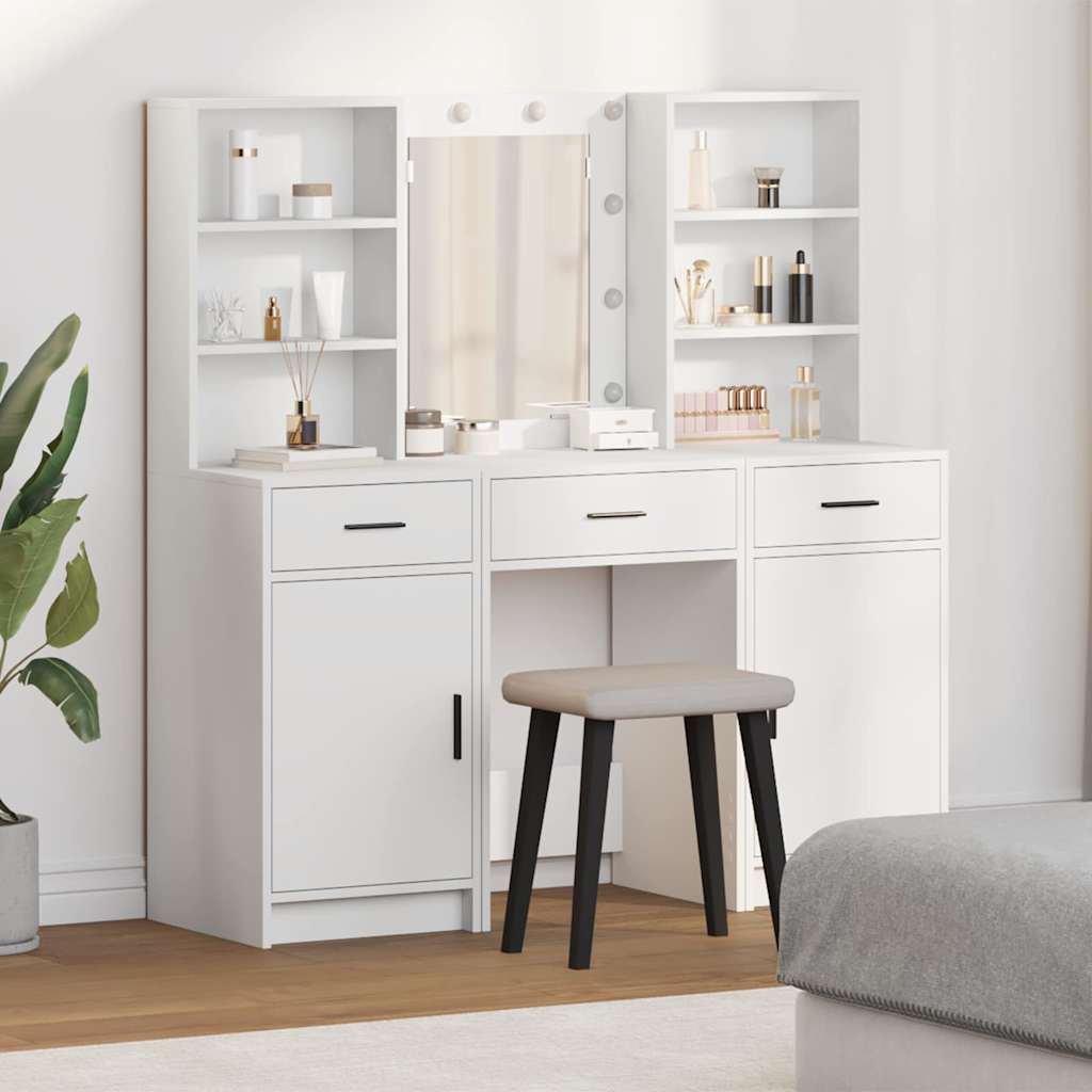 vidaXL Conjunto de mesa de vestidor con LED 3 uds.