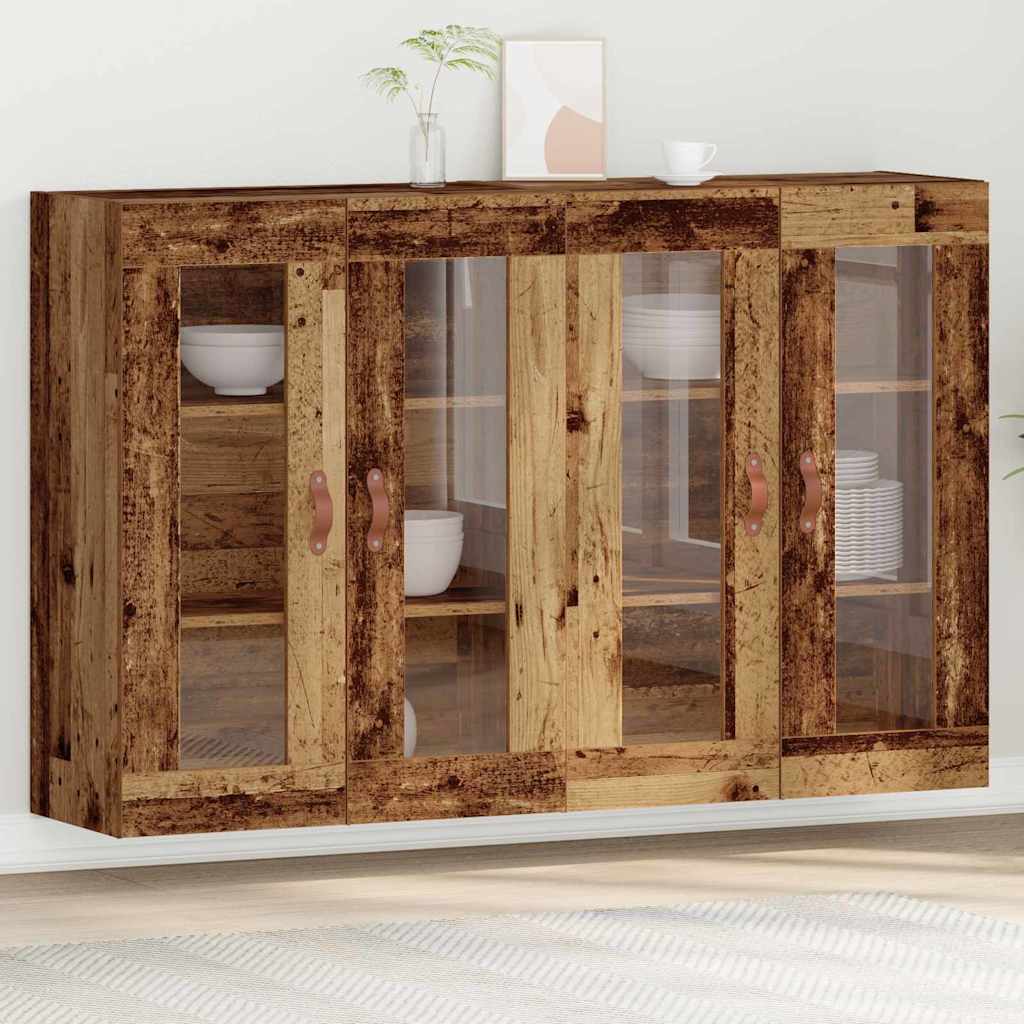 vidaXL Armarios de pared 2 uds. Madera envejecida 69,5 x 34 x 90 cm
