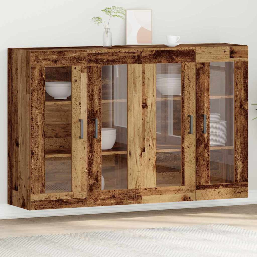 vidaXL Armarios de pared 2 uds. Madera envejecida 69,5 x 34 x 90 cm