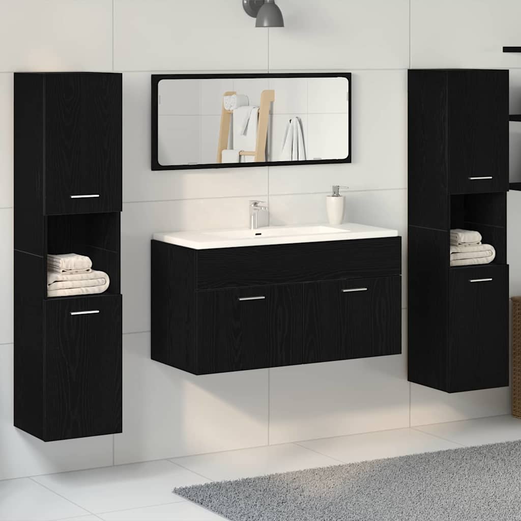 vidaXL Juego de muebles de baño 4 uds. Roble Negro 90 x 38,5 x 46 cm