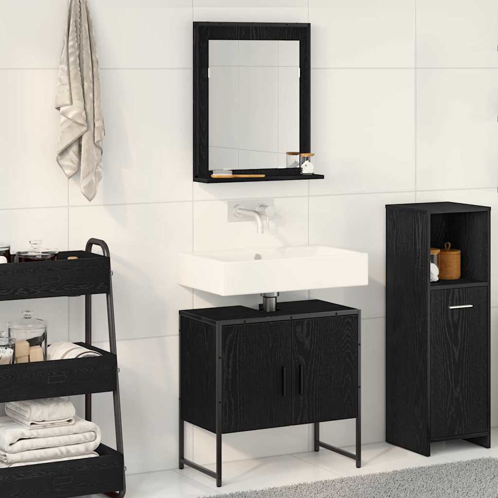 vidaXL Juego de muebles de baño 2 uds. Negro Madera de ingeniería