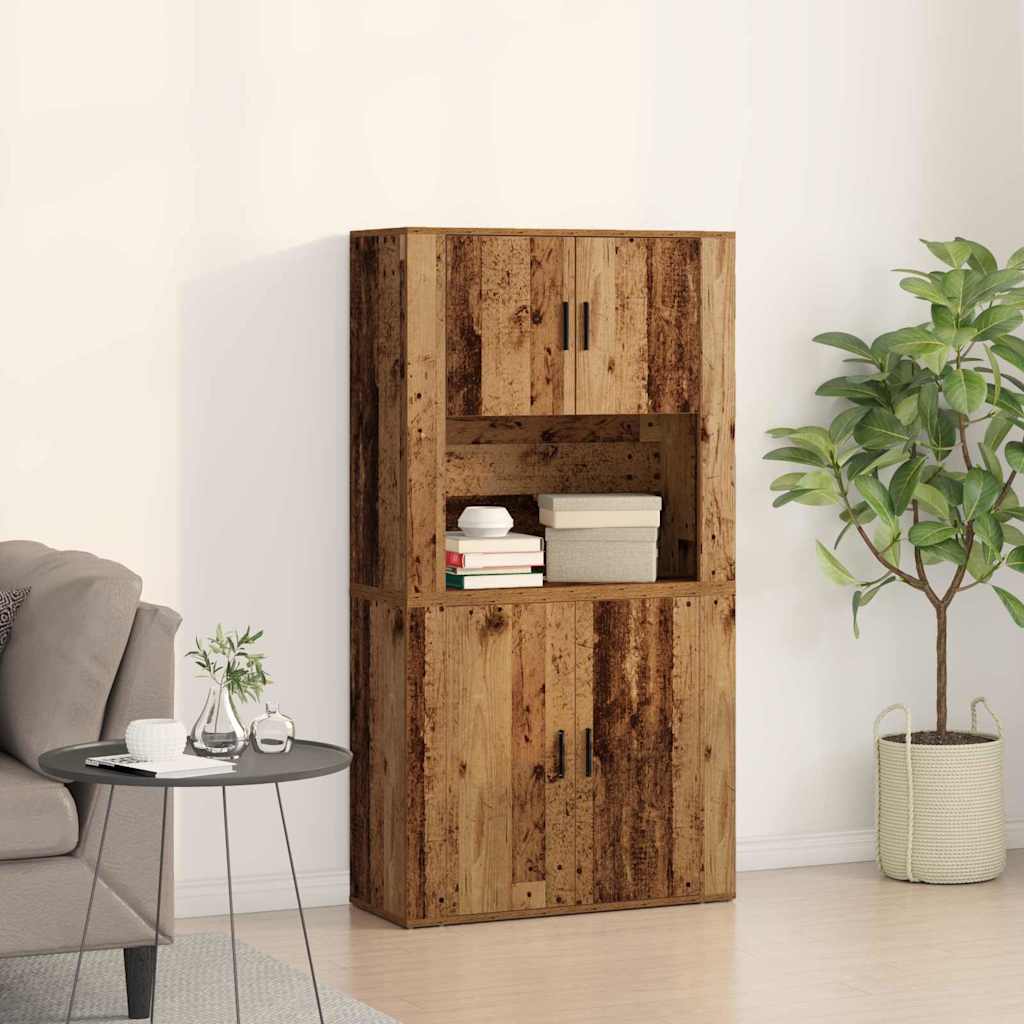 vidaXL Aparador alto Madera vieja 80 x 33 x 150 cm