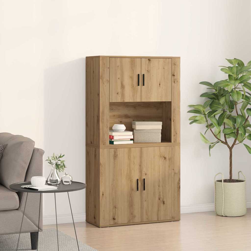 vidaXL Aparador alto Roble artisan 80 x 33 x 150 cm