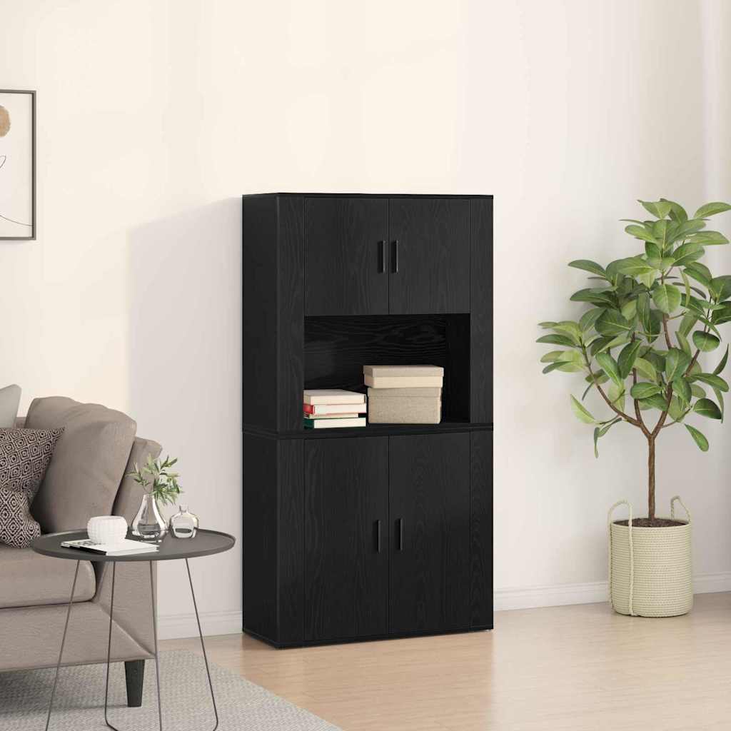 vidaXL Aparador alto Roble Negro 80 x 33 x 150 cm Madera de ingeniería