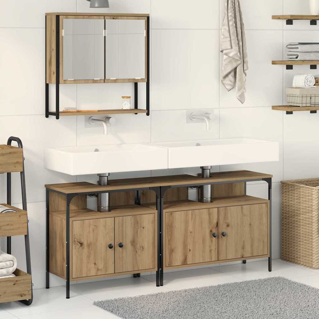 vidaXL Juego de muebles de baño 3 uds. Marrón Madera de ingeniería