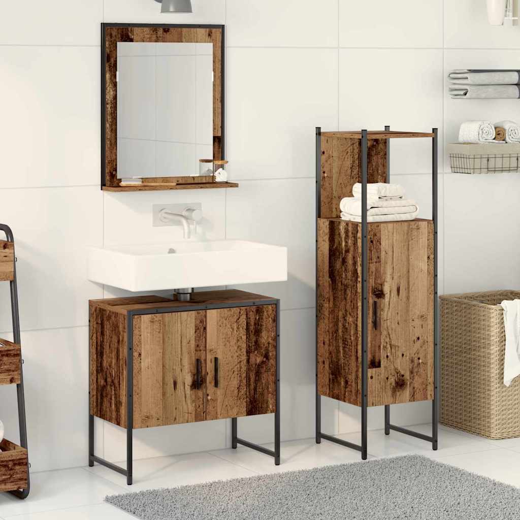 vidaXL Juego de muebles de baño 3 uds. Marrón 33 x 33 x 102,5 cm
