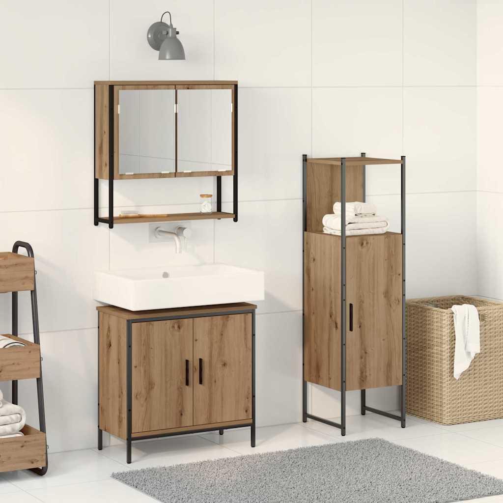 vidaXL Juego de muebles de baño 3 uds. Marrón 33 x 33 x 113,5 cm