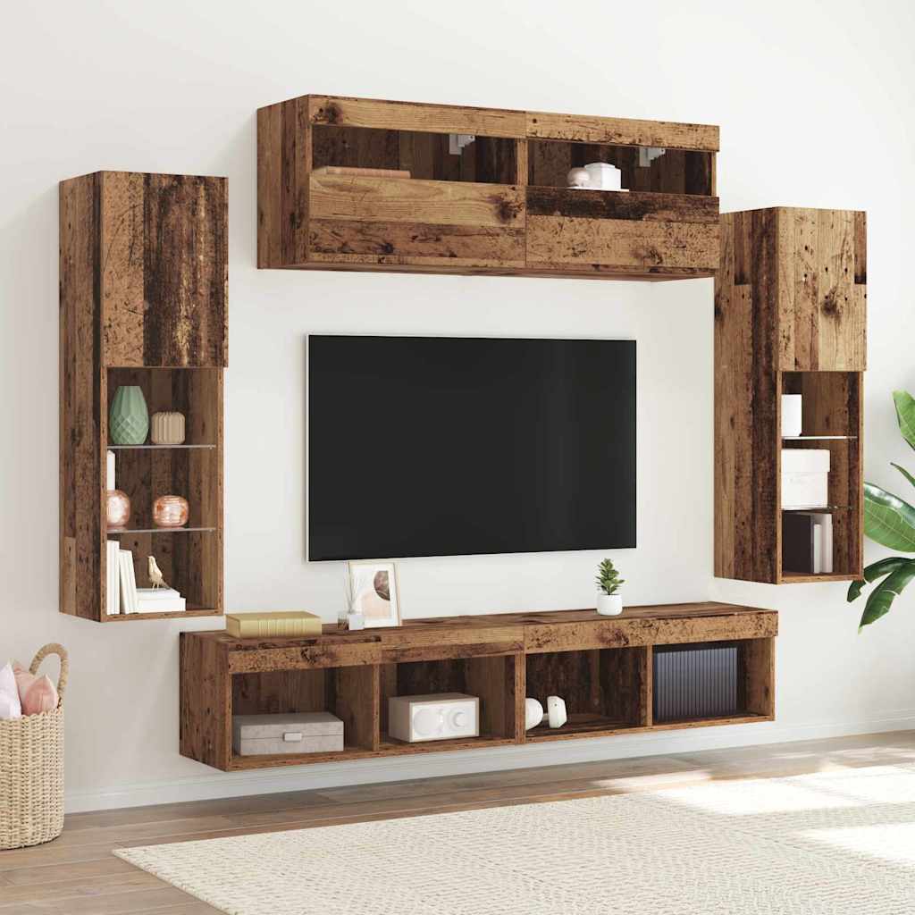 vidaXL Conjunto de mueble de TV 6 uds. Madera vieja