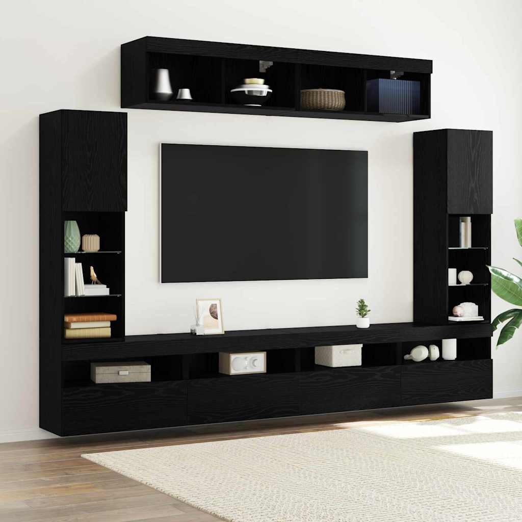 vidaXL Conjunto de mueble de TV 6 uds. Roble negro