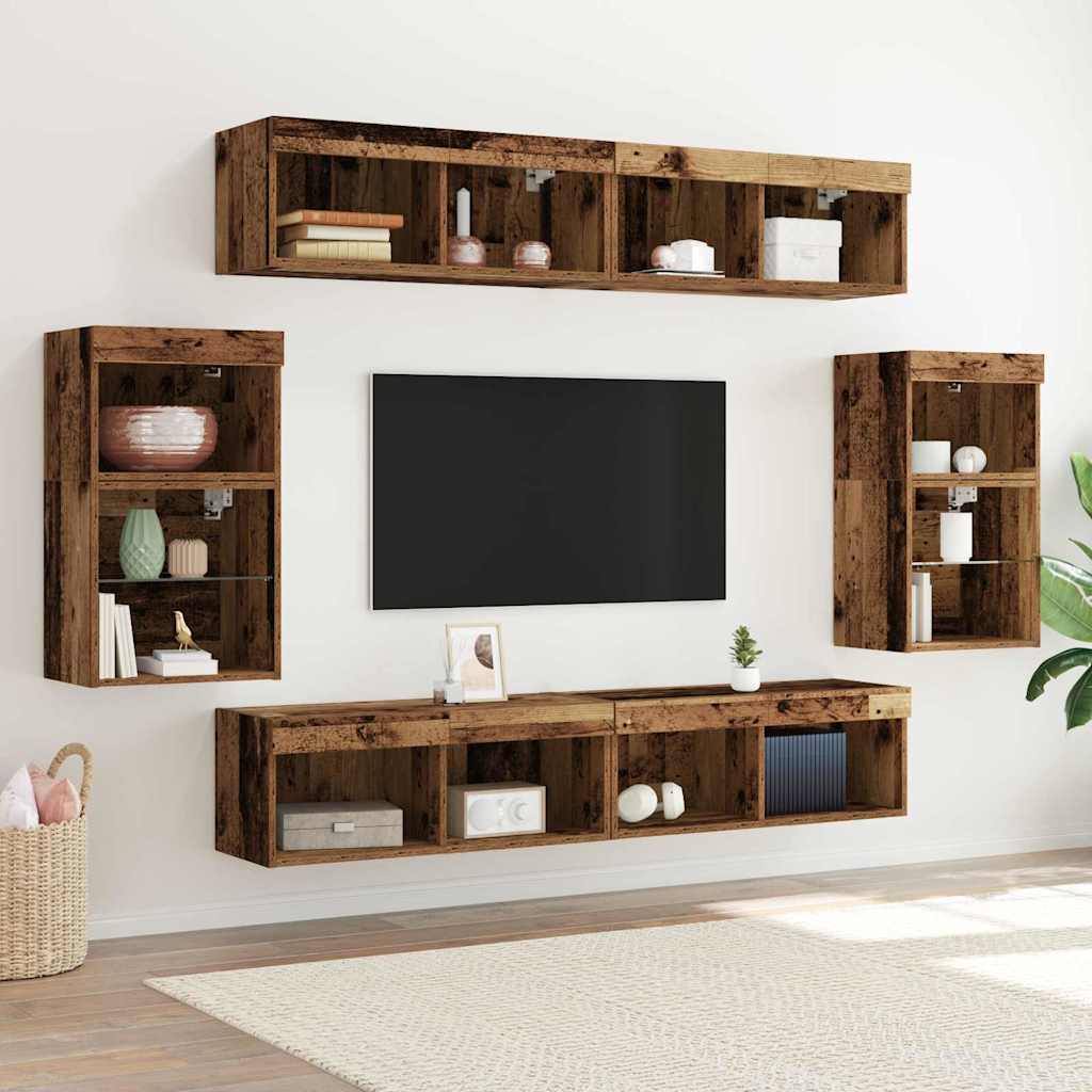 vidaXL Conjunto de mueble de TV 8 uds. Madera vieja