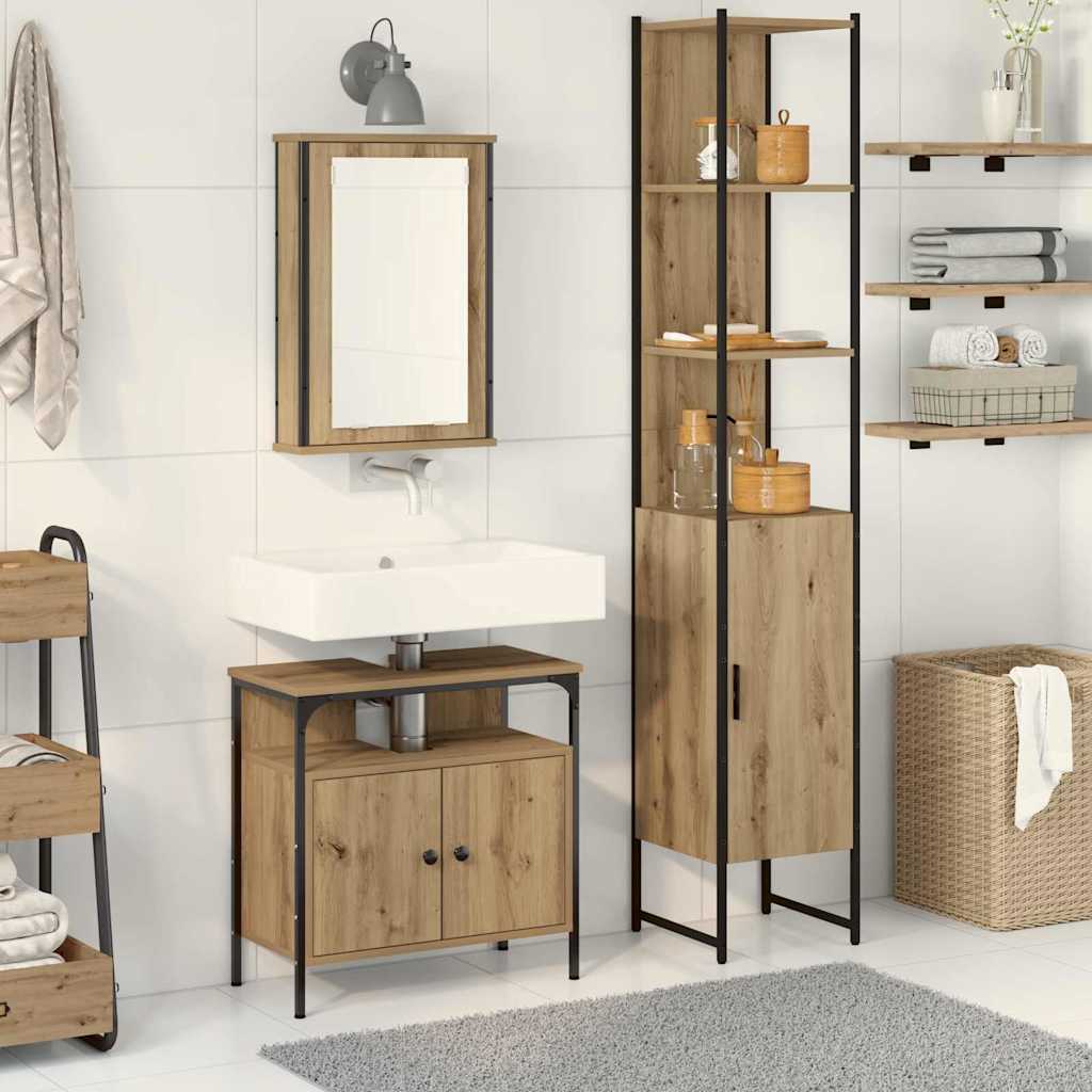 vidaXL Juego de muebles de baño 3 uds. Roble artisan