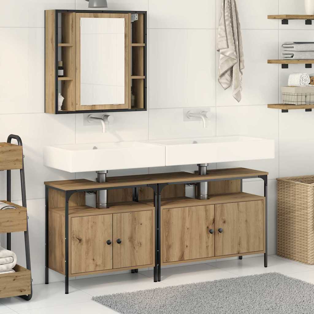 vidaXL Unidades de Tocador de Baño 3 uds. Marrón 80 x 30 x 60 cm
