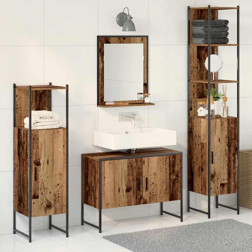 vidaXL Juego de muebles de baño 4 uds. Marrón 33 x 33 x 185,5 cm
