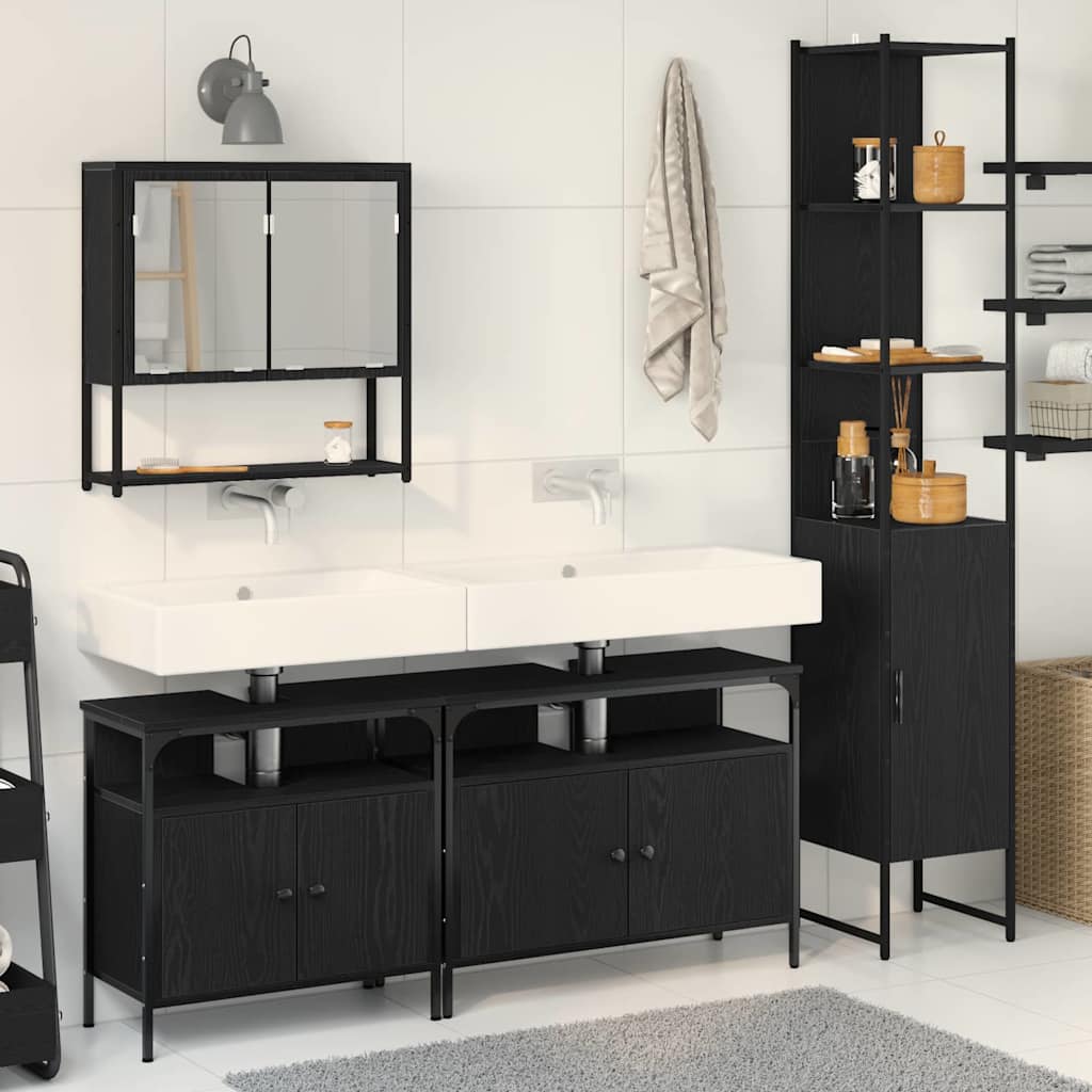 vidaXL Juego de muebles de baño 4 uds. Roble Negro