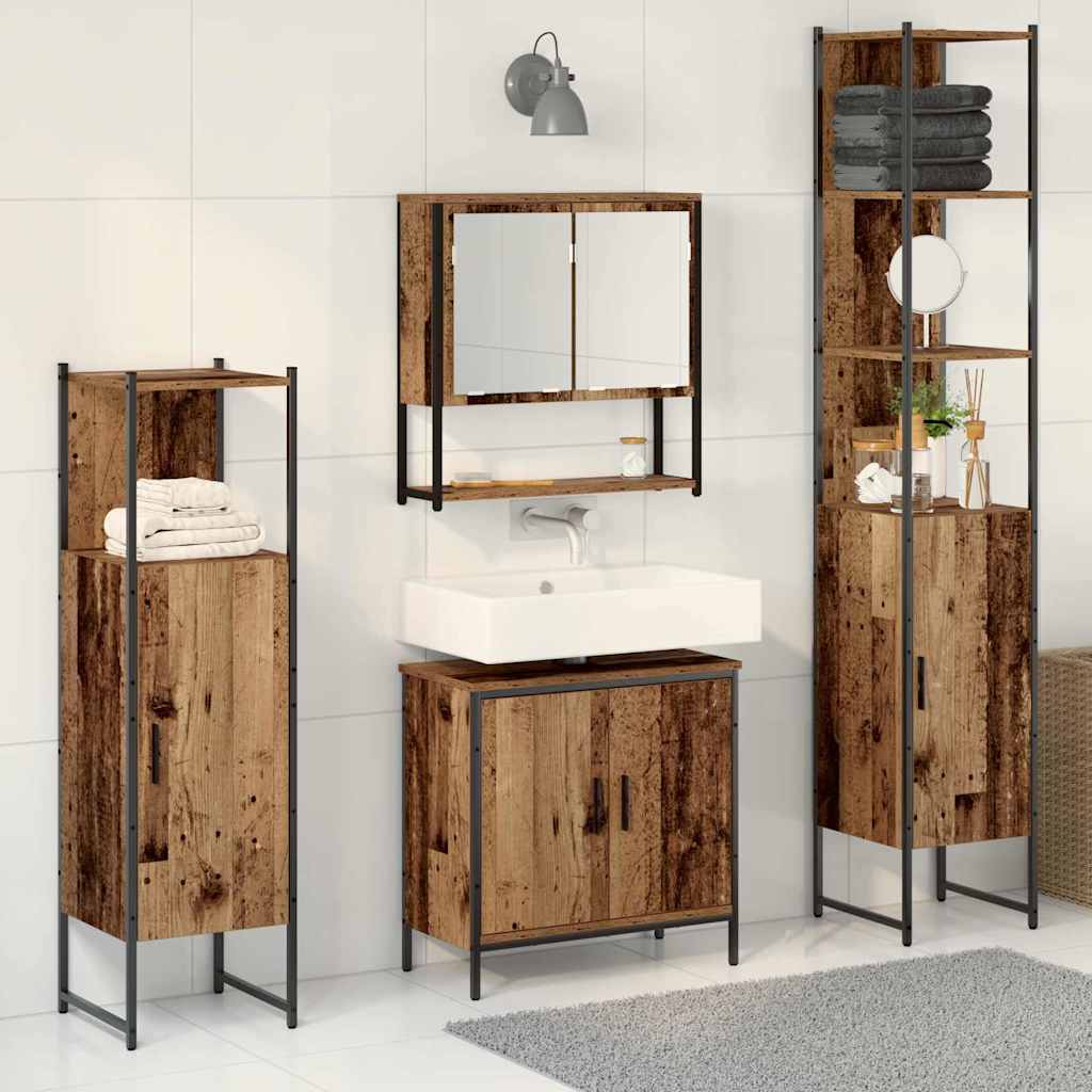 vidaXL Juego de muebles de baño 4 uds. Marrón 33 x 33 x 185,5 cm