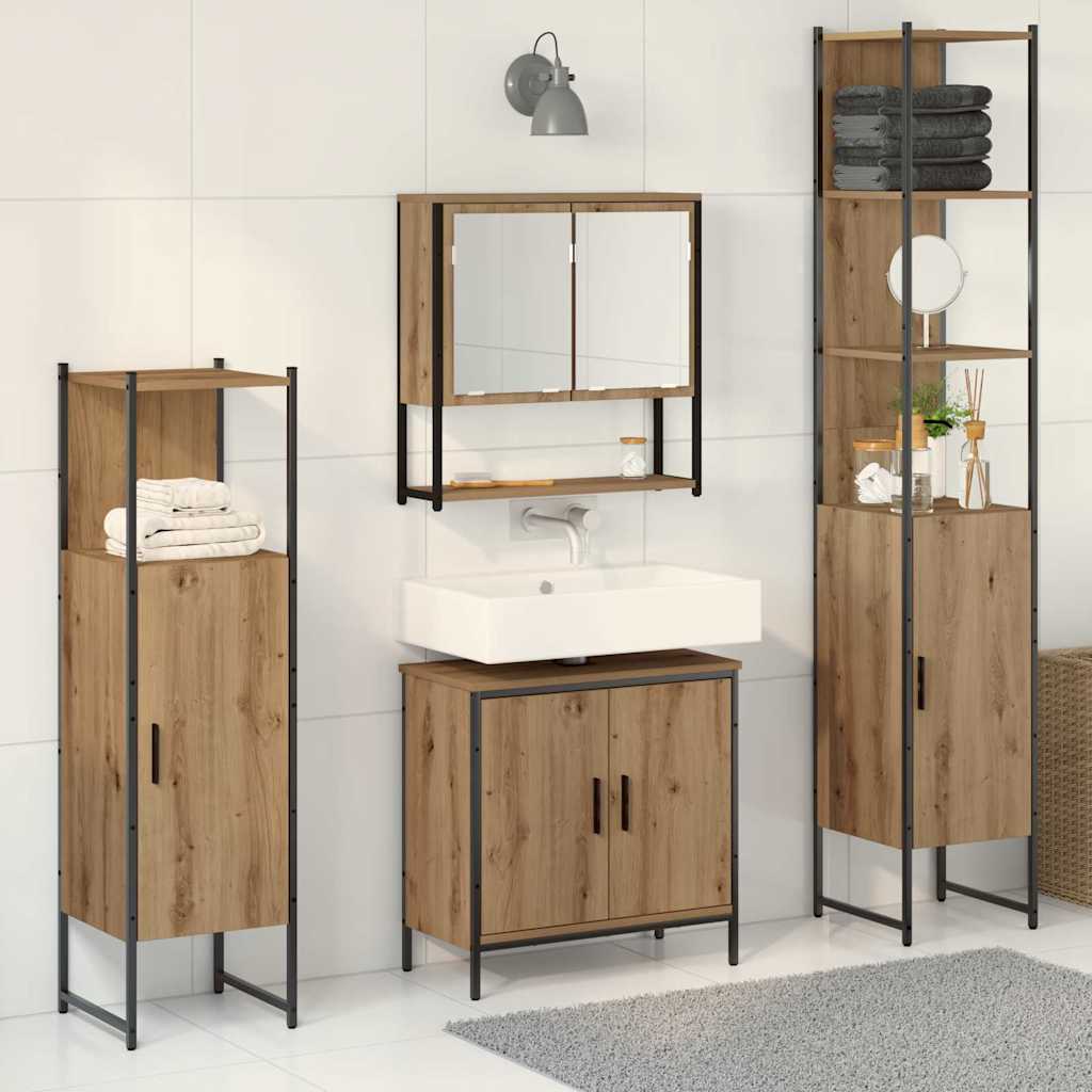 vidaXL Juego de muebles de baño 4 uds. Marrón 33 x 33 x 185,5 cm