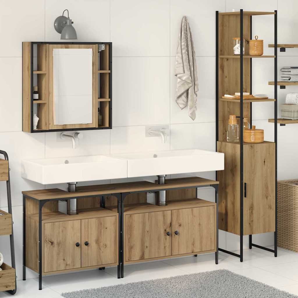 vidaXL Juego de muebles de baño 4 uds. Roble artisan