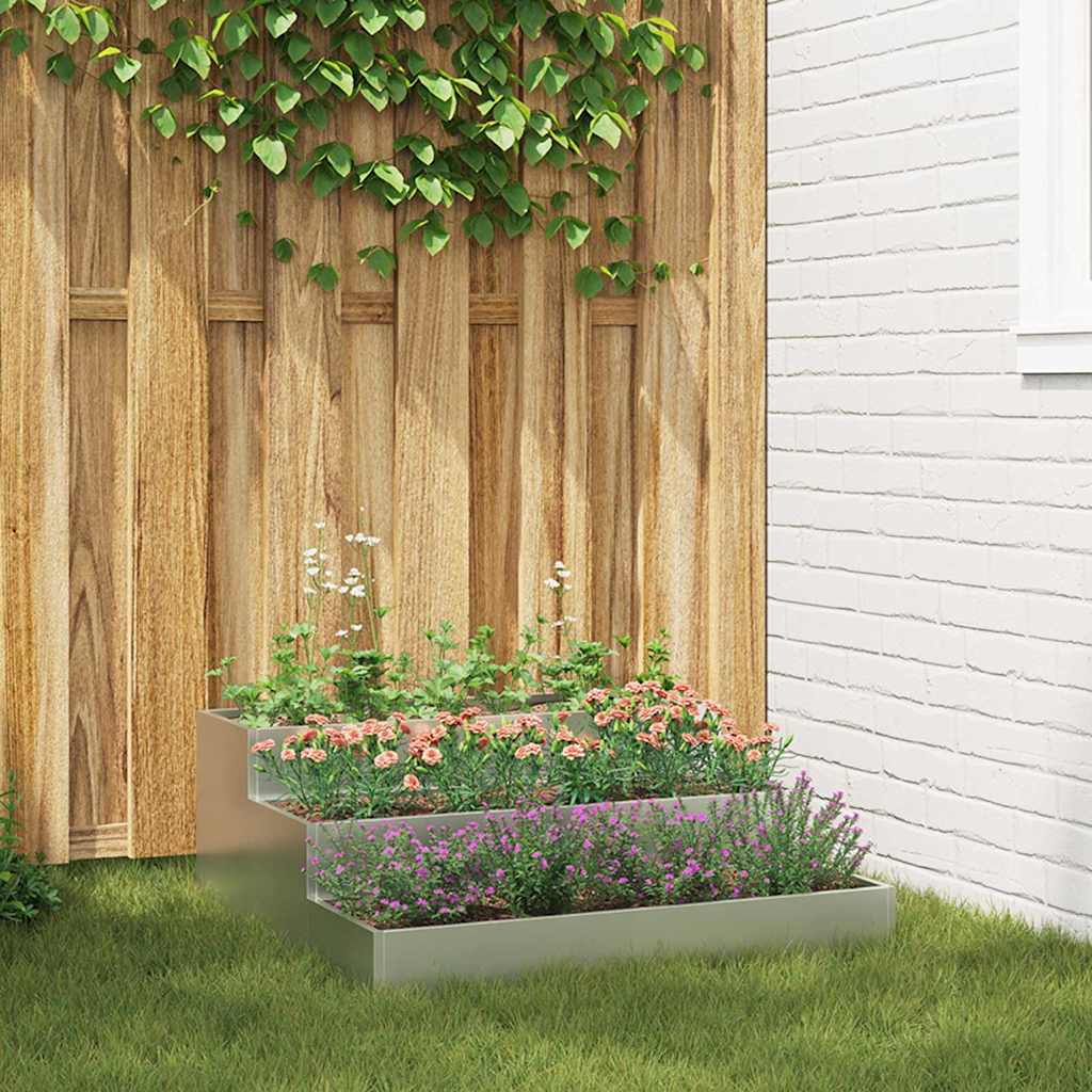 vidaXL Macetero de Jardín Plateado 90 x 90 x 35 cm Acero Galvanizado