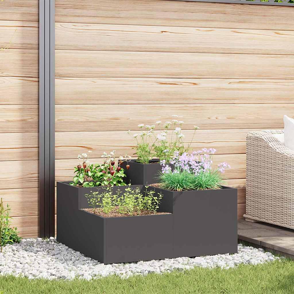 vidaXL Maceta para Jardín Negro 100 x 100 x 48 cm Acero