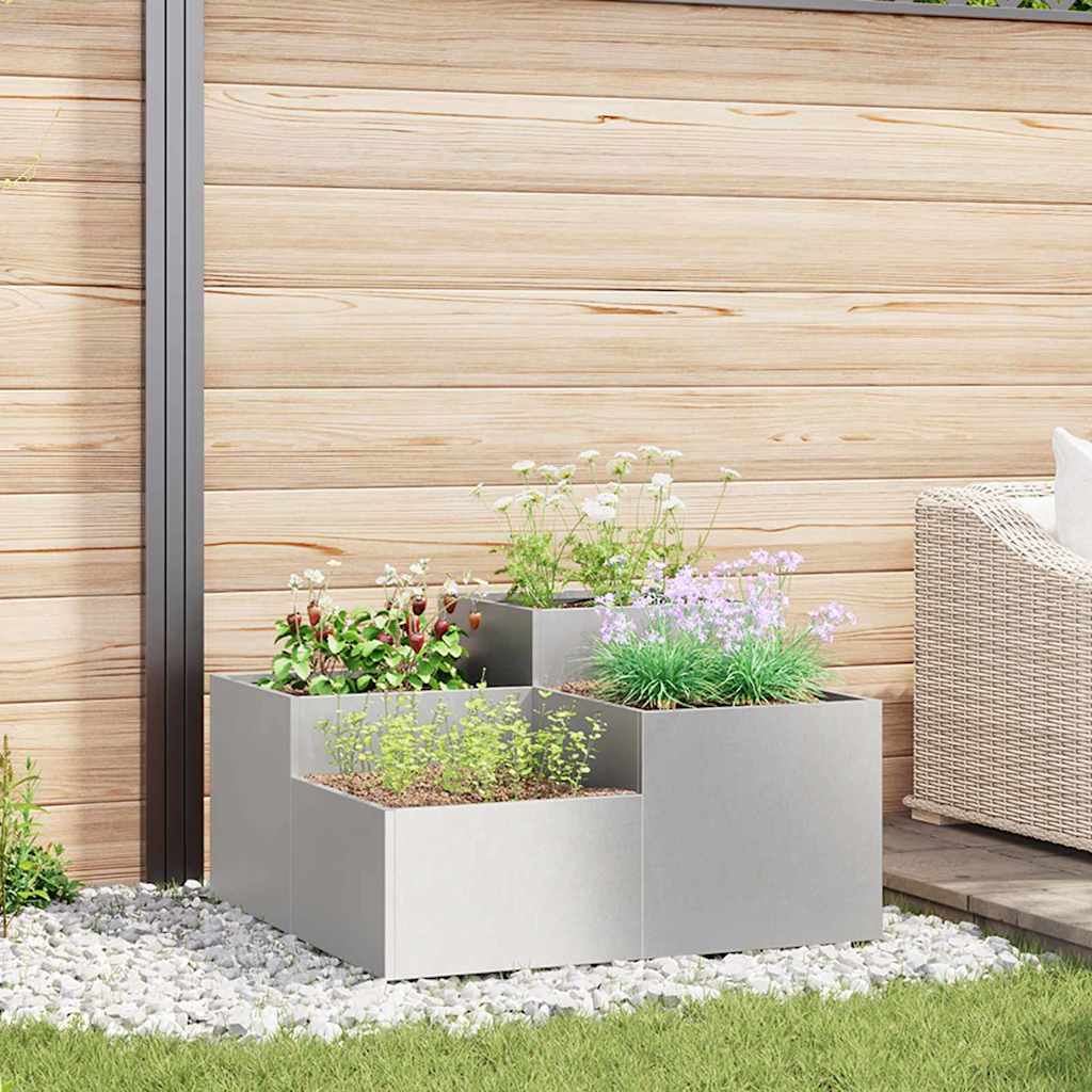 vidaXL Maceta para Jardín Plateado 100 x 100 x 48 cm Acero inoxidable