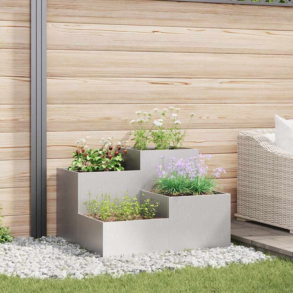 vidaXL Maceta para Jardín Plateado 80 x 80 x 60 cm Acero inoxidable