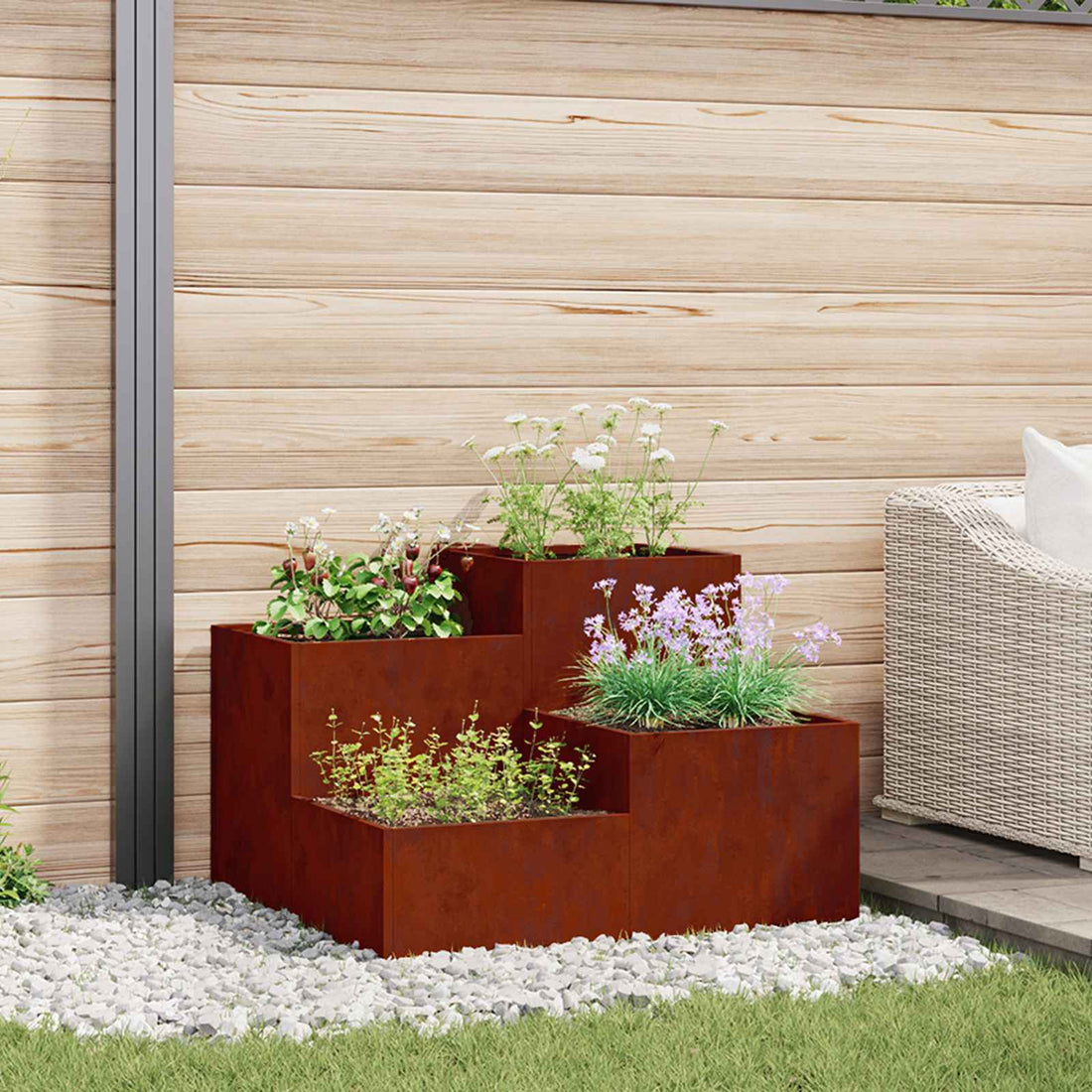 vidaXL Maceta para Jardín Oxidado 80 x 80 x 60 cm Acero autopatinable
