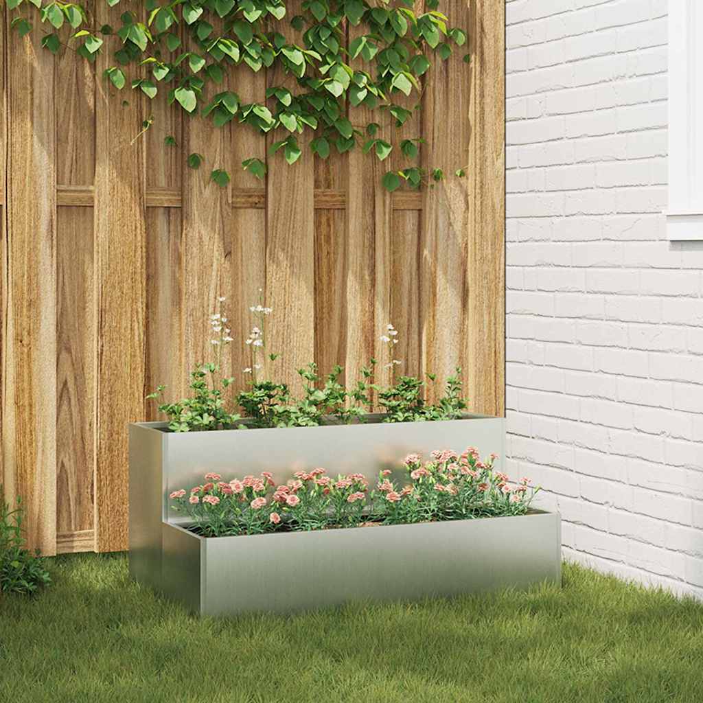 vidaXL Macetero de Jardín Plateado 100 x 60 x 45 cm Acero Galvanizado