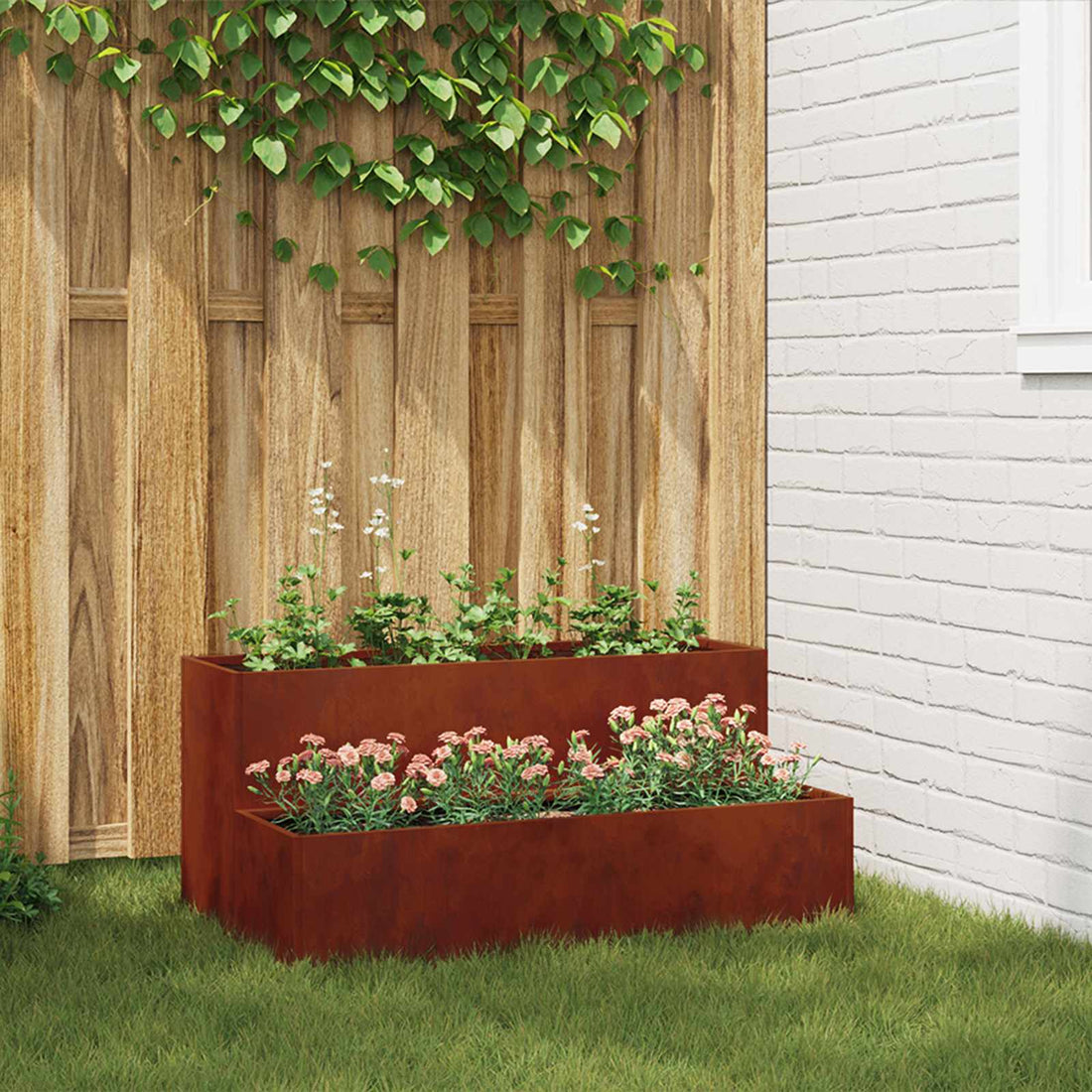 vidaXL Macetero de Jardín Oxidado 100 x 60 x 45 cm Acero autopatinable