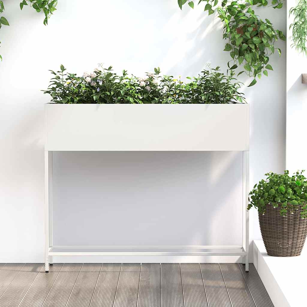 vidaXL Jardinera Elevada Blanco 100 x 26 x 82 cm Acero