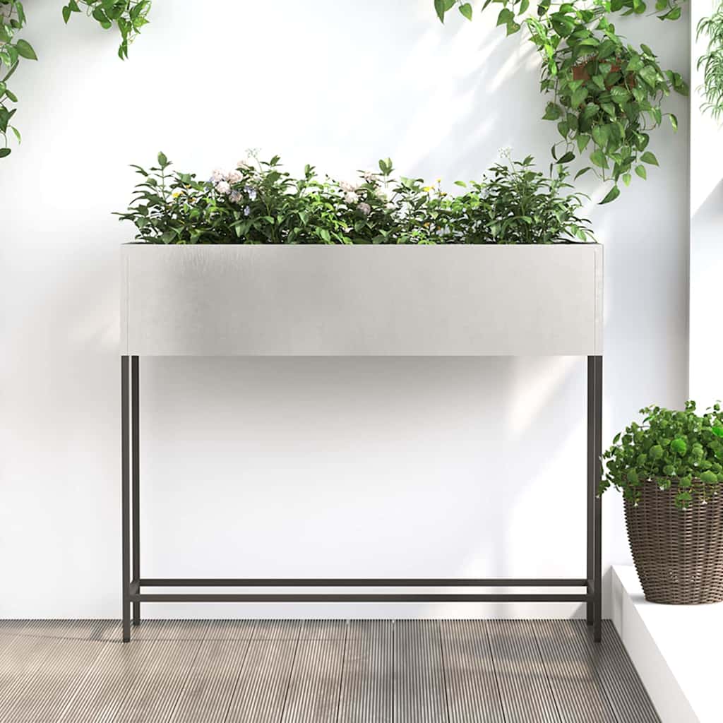 vidaXL Jardinera Elevada Plateado 100 x 26 x 82 cm Acero inoxidable