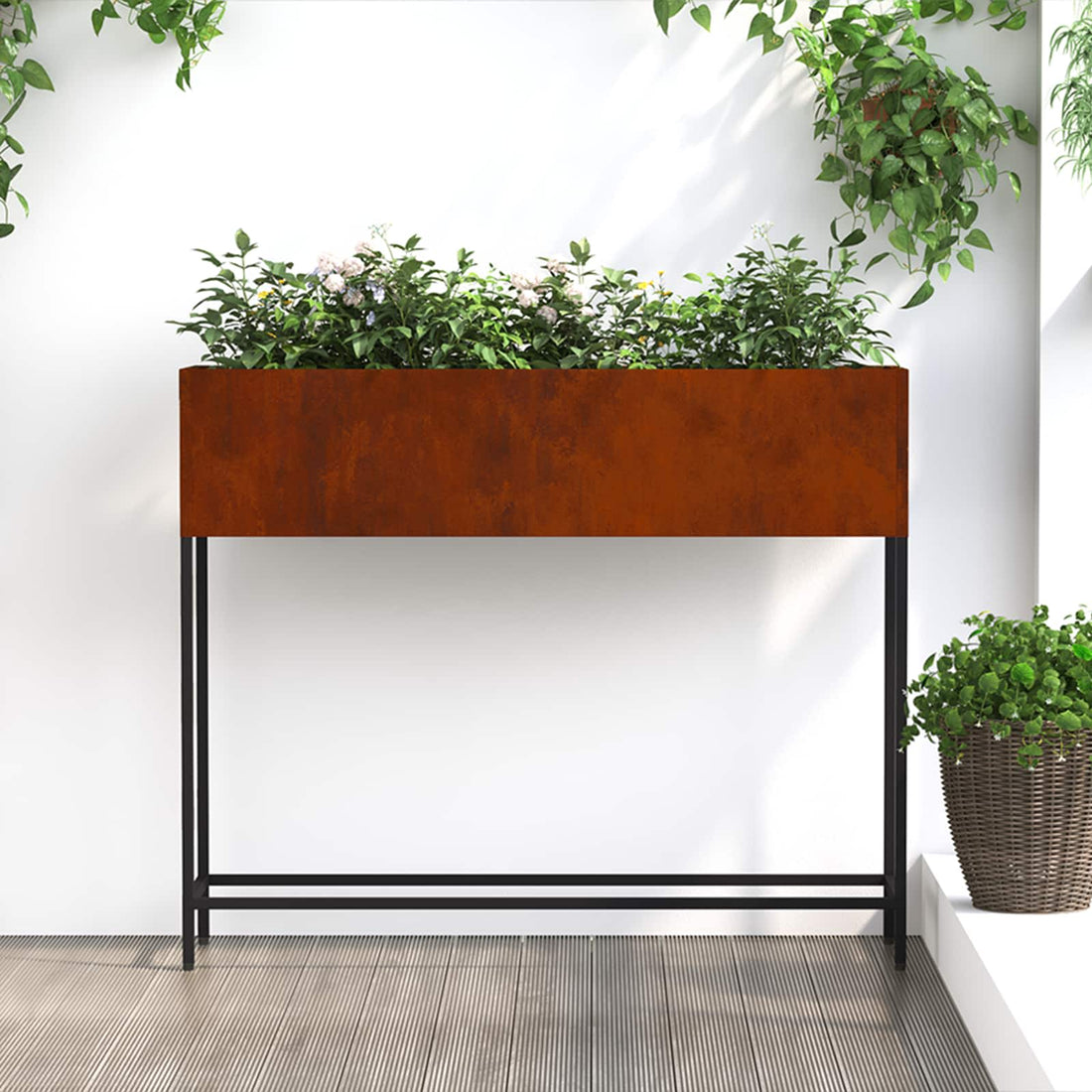 vidaXL Jardinera Elevada Oxidado 100 x 26 x 82 cm Acero autopatinable