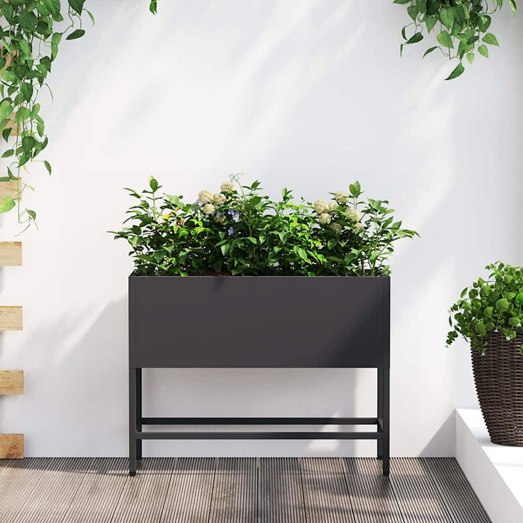 vidaXL Jardinera Elevada Negro 60 x 26 x 45 cm Acero