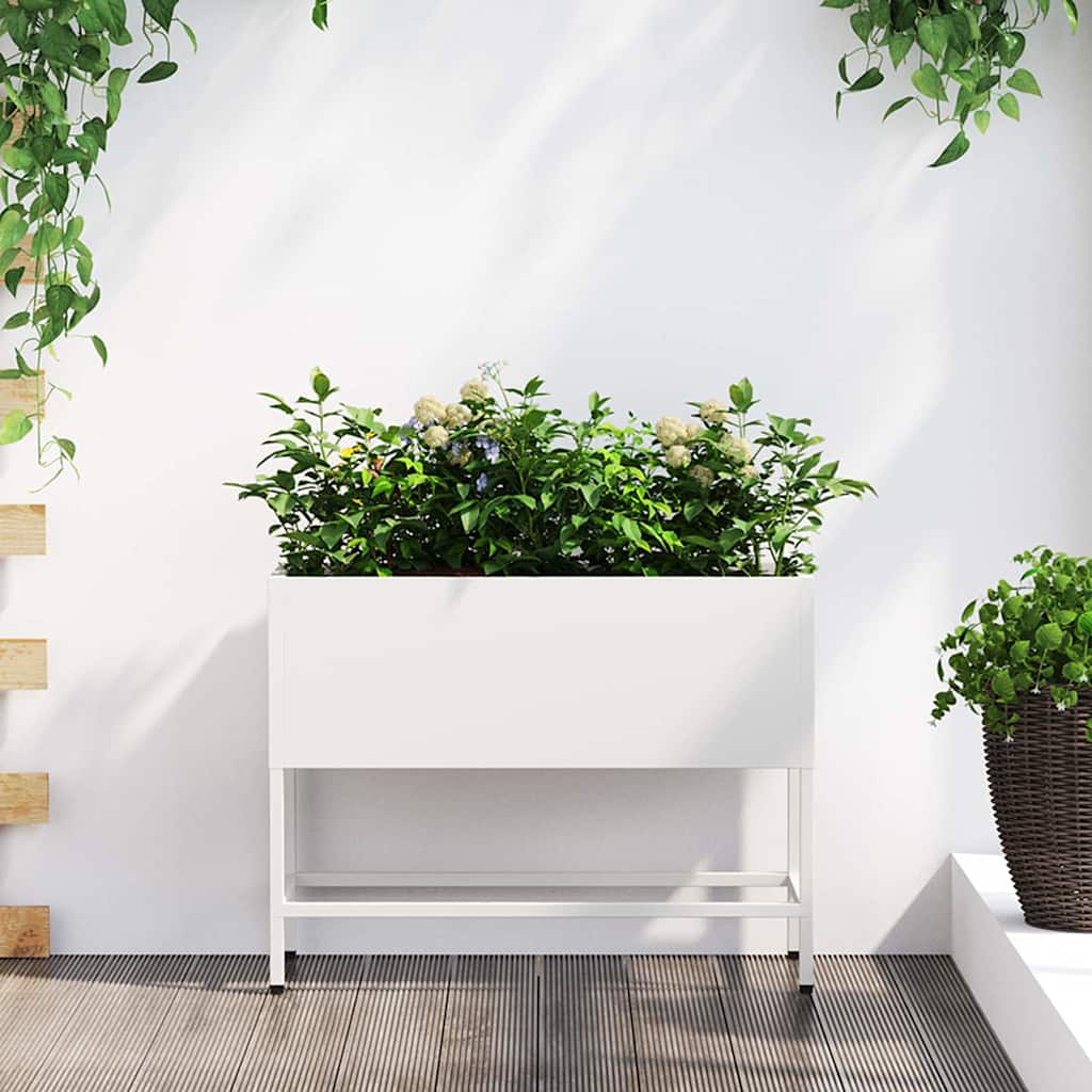 vidaXL Jardinera Elevada Blanco 60 x 26 x 48 cm Acero