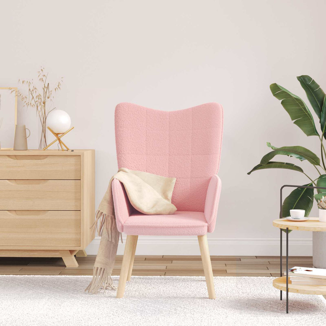 vidaXL sillón Rosa 62 x 67 x 95,5 cm Tela Sherpa