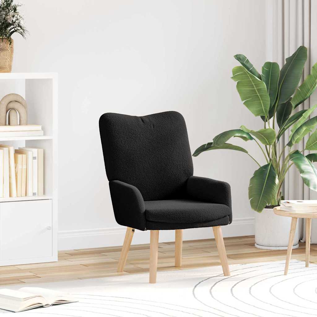vidaXL sillón Negro 63 x 67 x 94 cm Tela de Oveja y Contrachapado