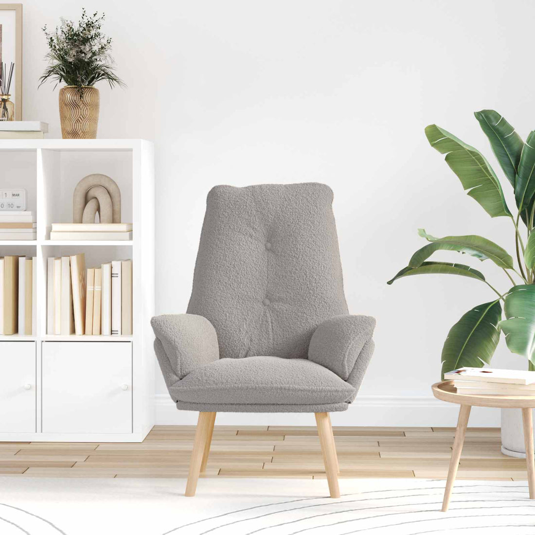 vidaXL sillón Gris Claro 69 x 74 x 93 cm Tela Sherpa