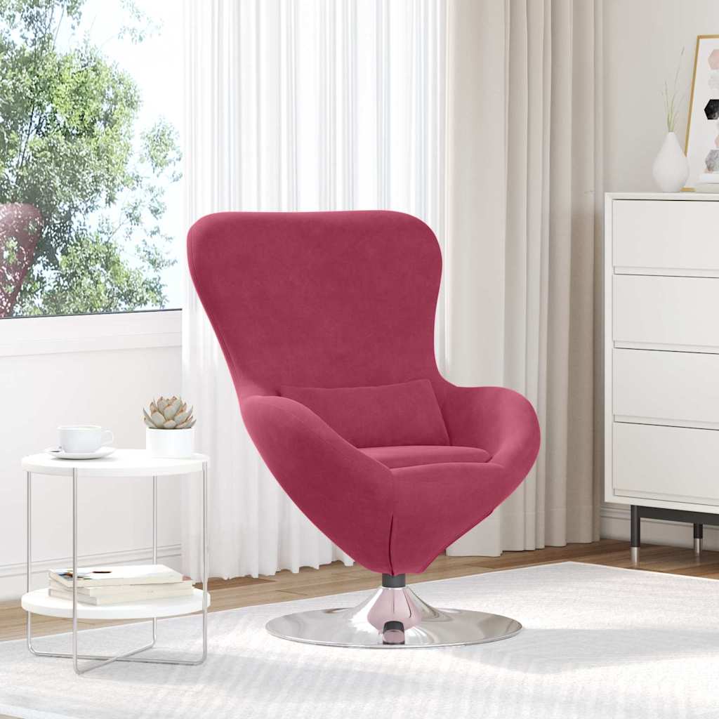 vidaXL Sillón huevo Rojo vino Terciopelo