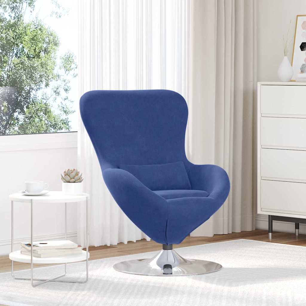 vidaXL Sillón huevo Azul Policía Terciopelo
