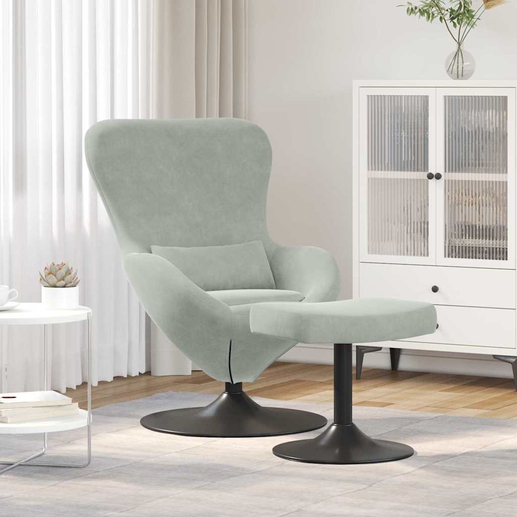 vidaXL Silla Huevo con Puff Gris Claro Terciopelo