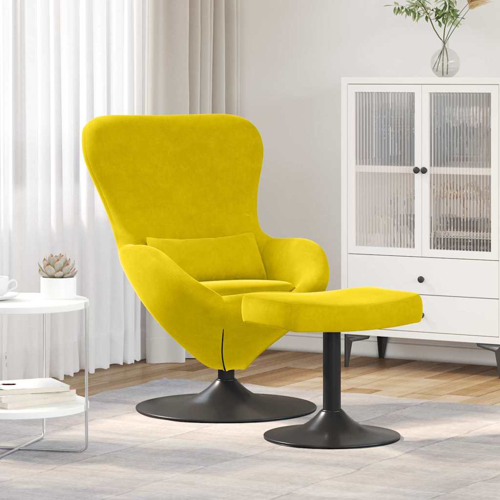 vidaXL Silla Huevo con Puff Amarillo Terciopelo