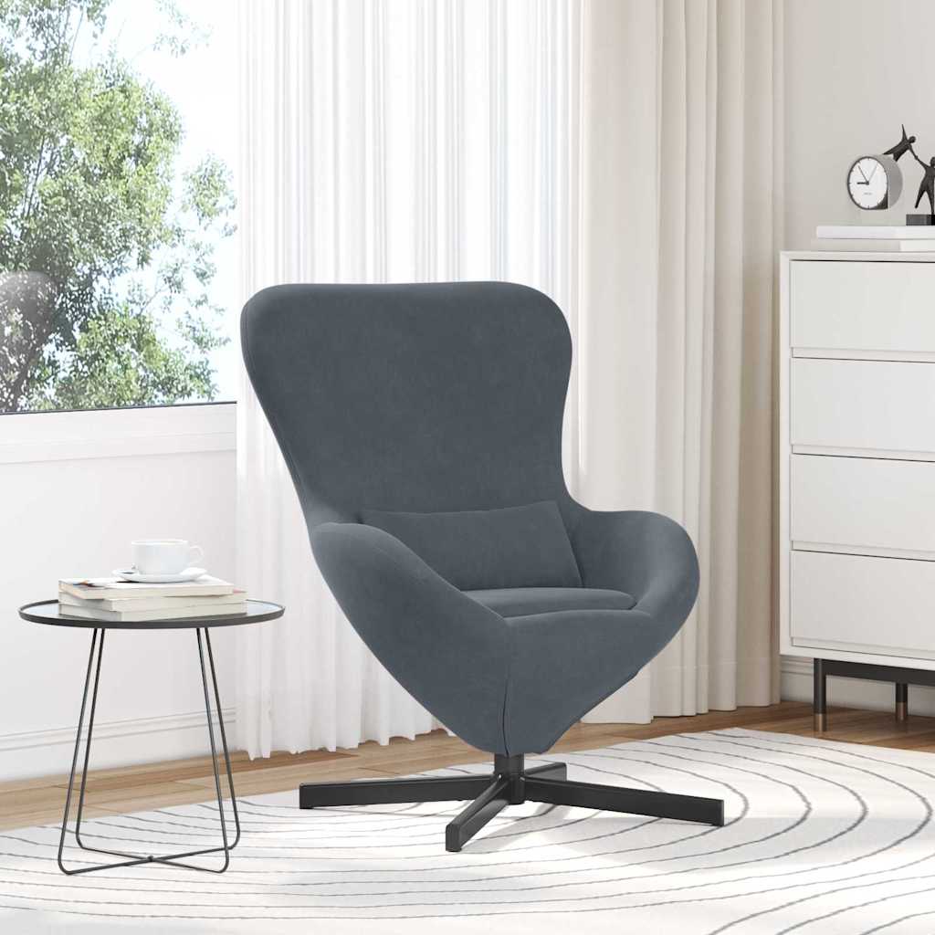 vidaXL Sillón huevo Gris oscuro 63 x 73 x 90 cm Terciopelo