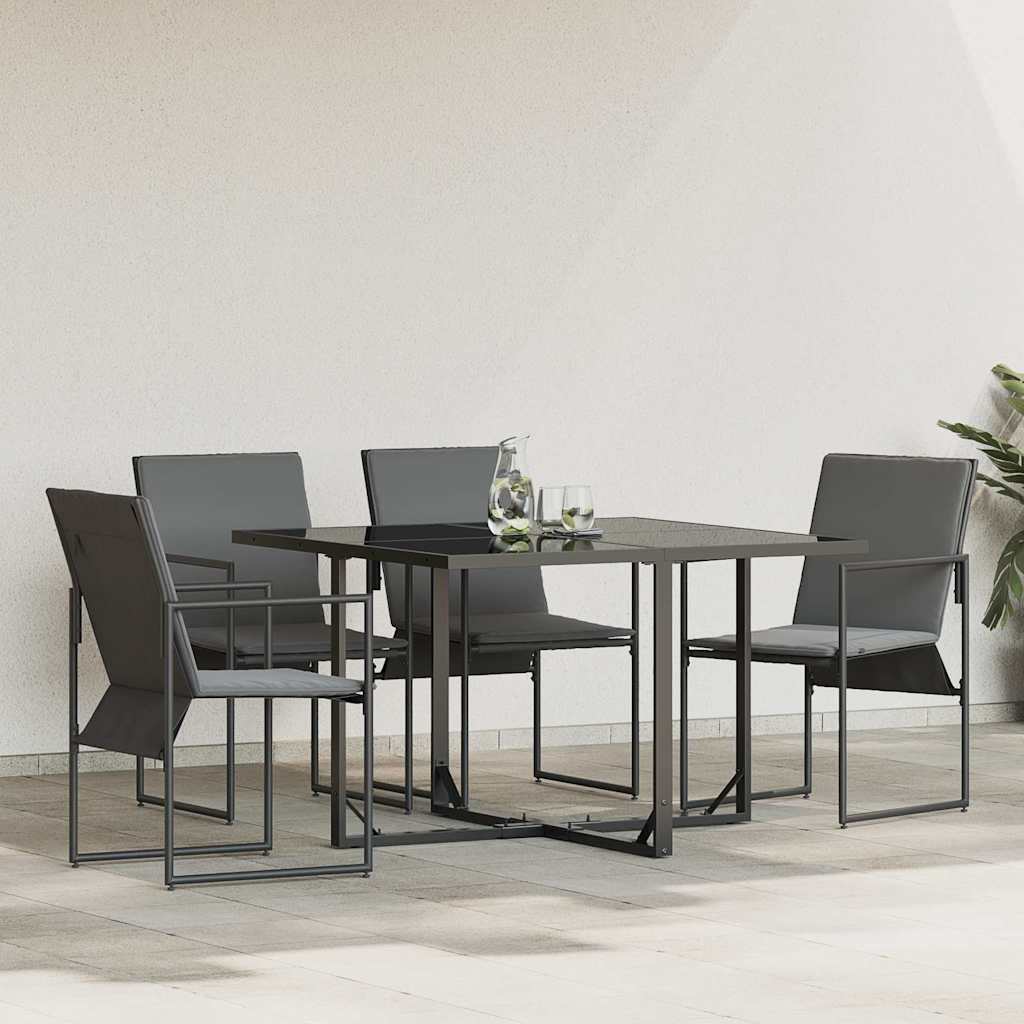 vidaXL Silla 4 uds. Negro y Antracita Textileno