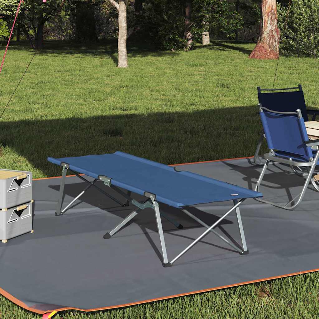 vidaXL Cama de Camping Plegable Manual Azul 194 x 62,5 x 42,5 cm