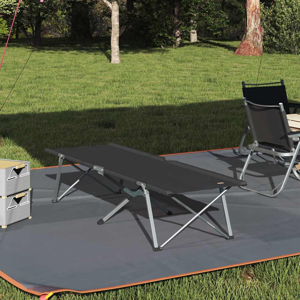 vidaXL Cama de Camping Plegable Manual Negro 194 x 62,5 x 42,5 cm