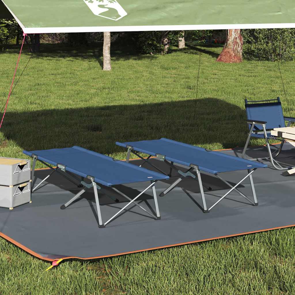 vidaXL Cama de Camping Plegable 2 uds. Azul 194 x 62,5 x 42,5 cm