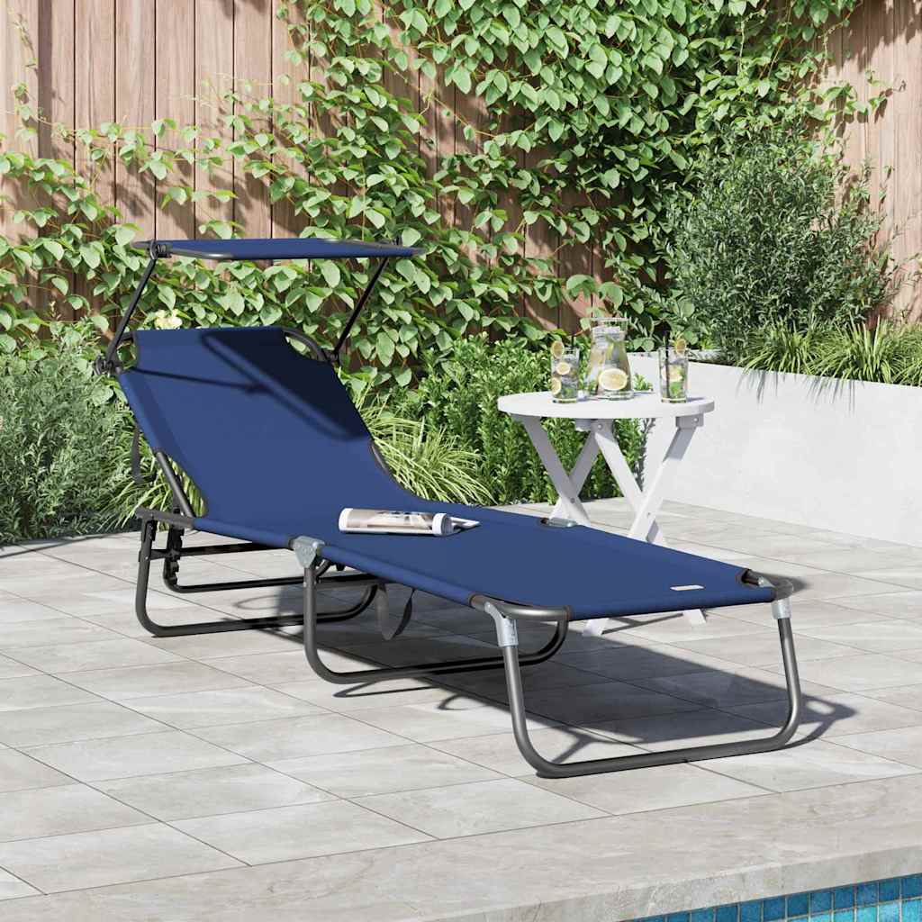 vidaXL Tumbona plegable Azul 190 x 57 x 81 cm oxford