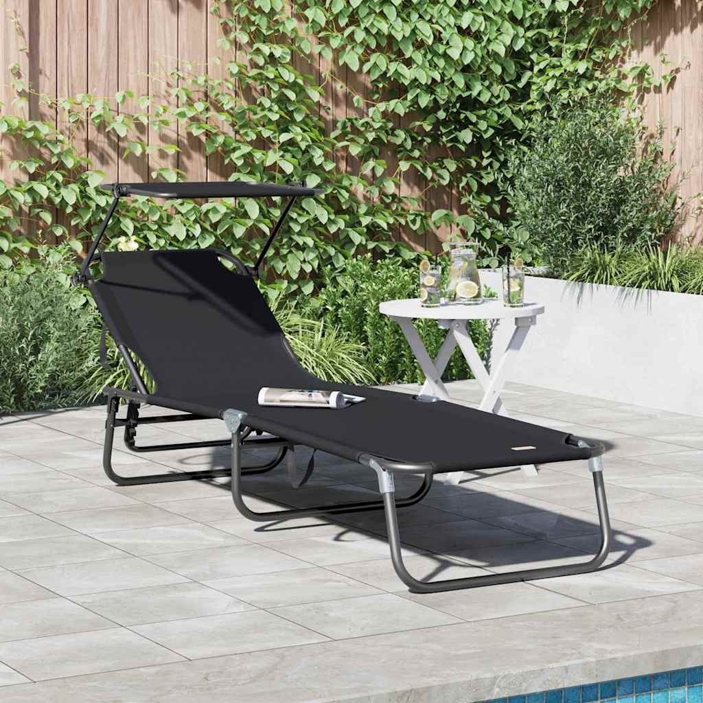 vidaXL Tumbona plegable Negro 190 x 57 x 81 cm oxford